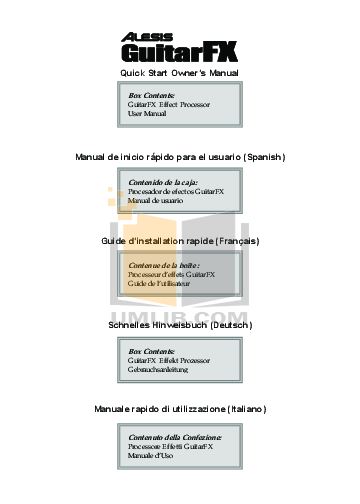 Download free pdf for Alesis GuitarFX Guitar manual